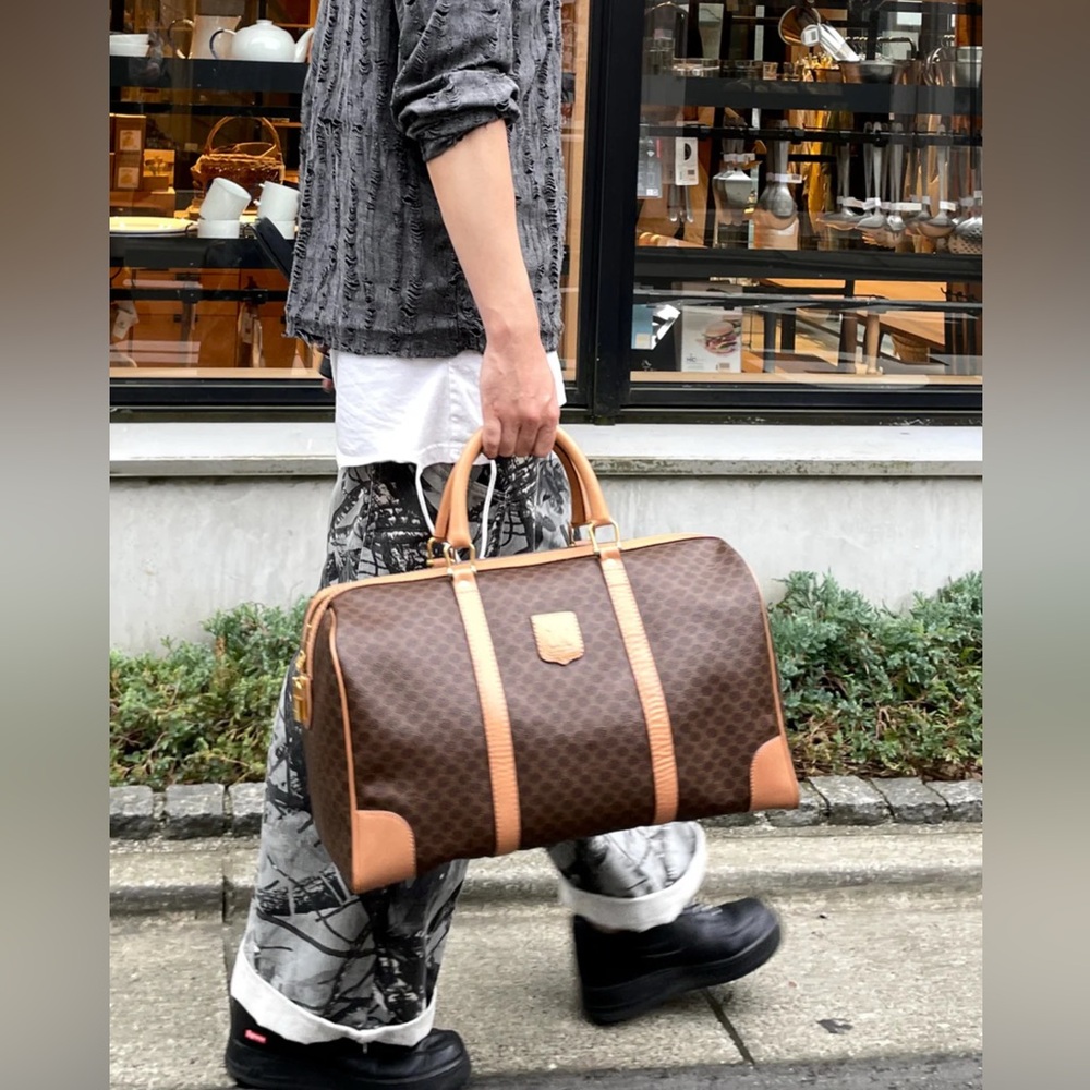 CELINE Macadam Boston Bag M13 Travel Duffle Bag Brown AUTHENTIC - Picture 14 of 16